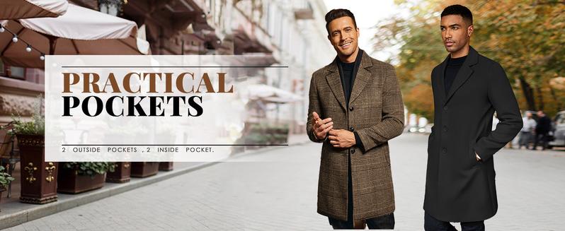 COOFANDY Fall Outfits Mens Wool Blend Coat Winter Trench Coats Notched Lapel Collar Single Breasted Overcoat Classic Peacoat With Pockets Menswear Casual COOFANDY Fall Outfits Mens Wool Blend Coat Winter Trench Coats Notched Lapel Collar Single Breasted Overcoat Classic Peacoat With Pockets Menswear Casual