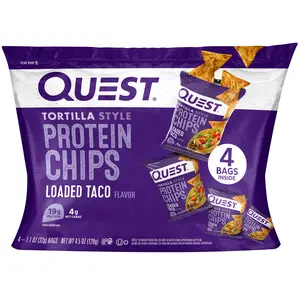 Quest Nutrition, Tortilla Style Protein Chips, Low Carb, High Protein, Loaded Taco, 4.5 Ounce, 4 Count