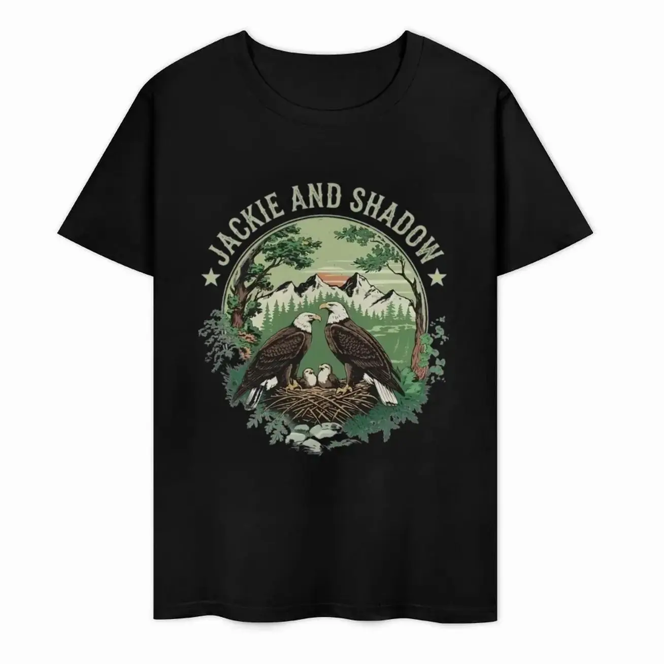 Jackie And Shadow Bald Eagle Family T Shirt, Retro Style Unisex Cotton Tee, Gift for Nature Fans, Short Sleeve Apparel Fashion