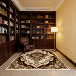 Large Oriental Carpet - Velvet Rug Suitable for Living Room, Under Bed & Hallway - Machine Washable Large Floor Mat with Backing, Soft Oriental Pattern Carpet ()