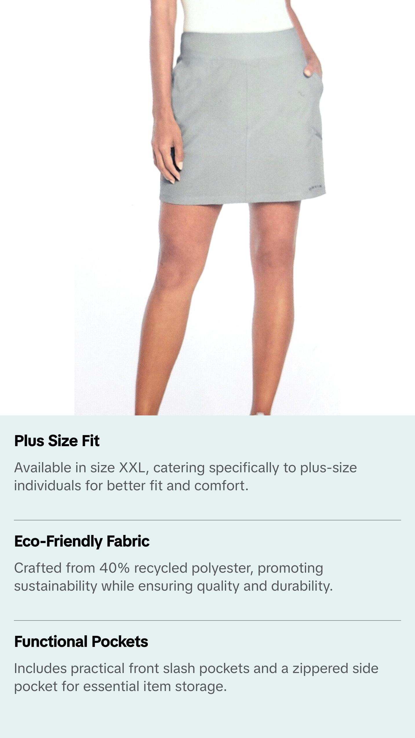 Orvis Ladies' Size XXL Skort, Grey Lightweight Short Skirt