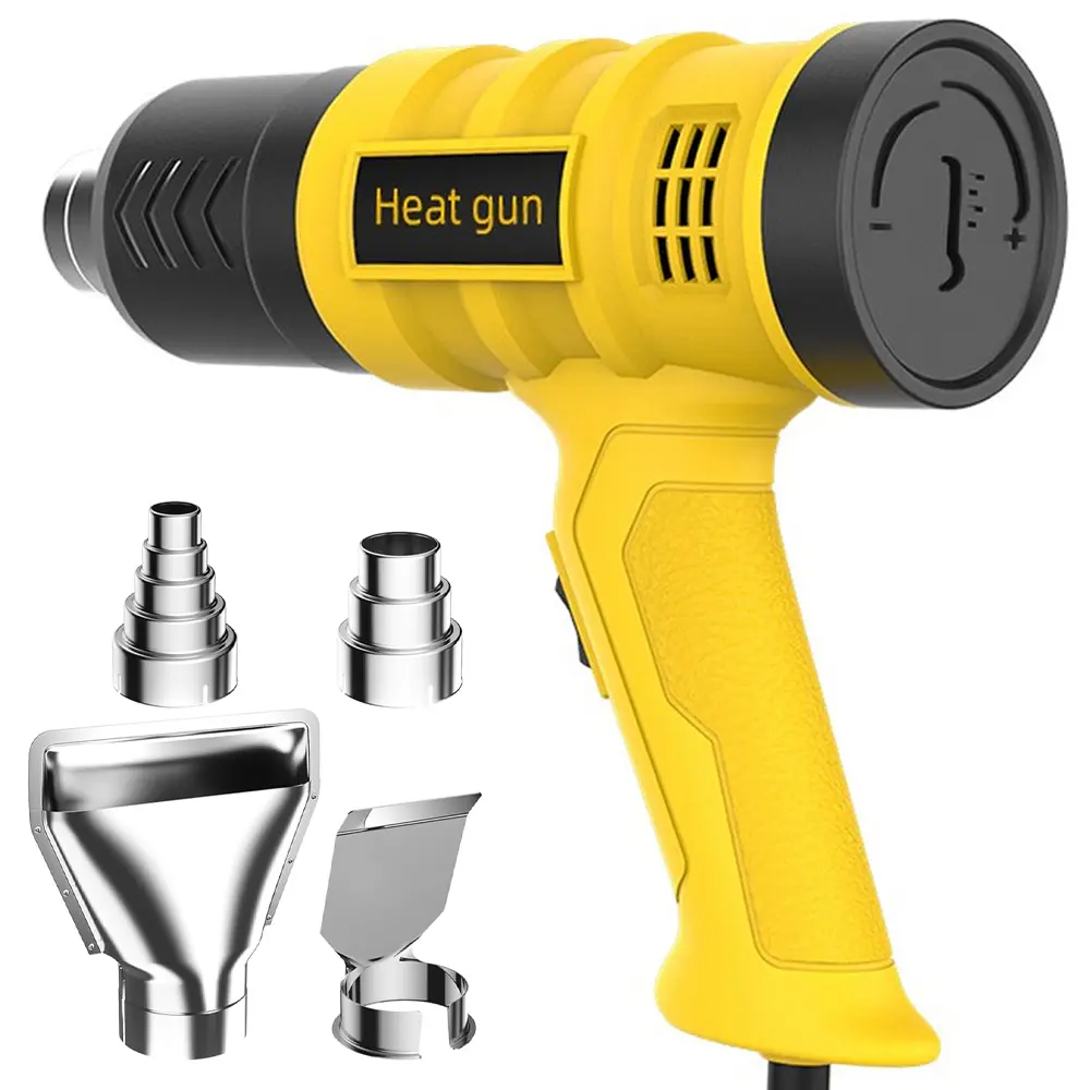 Heat Gun, 2000W Heavy Duty Hot Air Gun Kit Dual-temperature Setting 572℉&1112℉, Hot Heat Gun with Overheat Protection, 4 Nozzles Included, for Shrinking PVC, Stripping Wrapping Paint, Crafts, DIY Embossing and Drying Paint