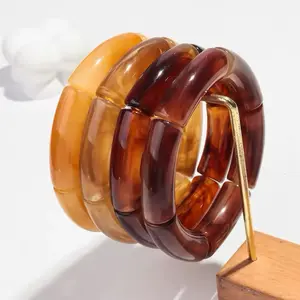Rosy Radiance Chunky Bangles - Set of Three Multicolored Bangles with Natural Finish, Unique Design, and Simple Band Gold Plated Horseshoe Hip-Hop Necklace