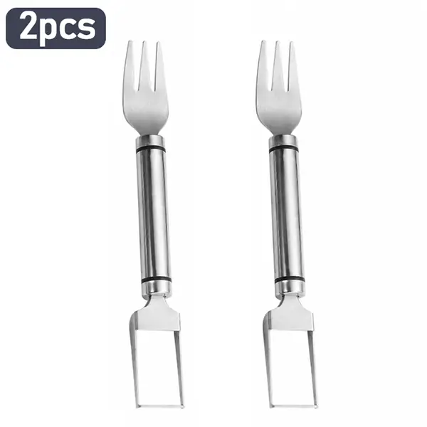 2-in-1 Stainless Steel Fruit Cutter, Watermelon Fork Slicer Tool, Watermelon Slicer and Fork, Dual Head Knife with Round Handle for Kitchen Fruit Cubes (2Pcs) Perfect Gift kitchengadgets