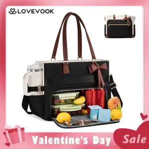 【Valentine's Day Gift】LOVEVOOK Lunch Tote Bag for Women,15.6 Inch&17.3 Inch Large Capacity Work Bag with Laptop Compartment, Teacher Tote Bag with Zipper, Handbag Insulated Bag Leakproof for Nurse, Office, College,TikTokShopJumpstartSale
