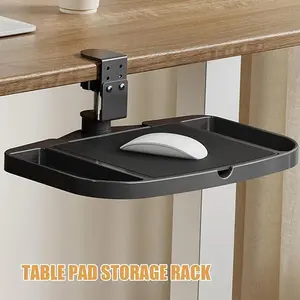 Adjustable clip-on desktop bedside storage rack, Under desk organizer - space-saving heavy-duty spray-painted with clamping device, which stores files, notebooks and folders, suitable for dormitory desks, office beds