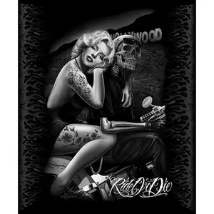 Ride or Die Marilyn Monroe & Skeleton Biker Print Ultra-Soft Warm Blanket, Perfect for Bedding, Couch, Man Cave & Biker Decor