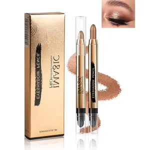 Cream Eyeshadow Stick -1Pcs No Crease Glitter Shimmer Copper Brown Cream Eye shadow Stick with Soft Brush,Rotatable Eye Brightener Pencil Crayon, Long Lasting Waterproof for Smoky Metallic Eye Makeup-7# springtok