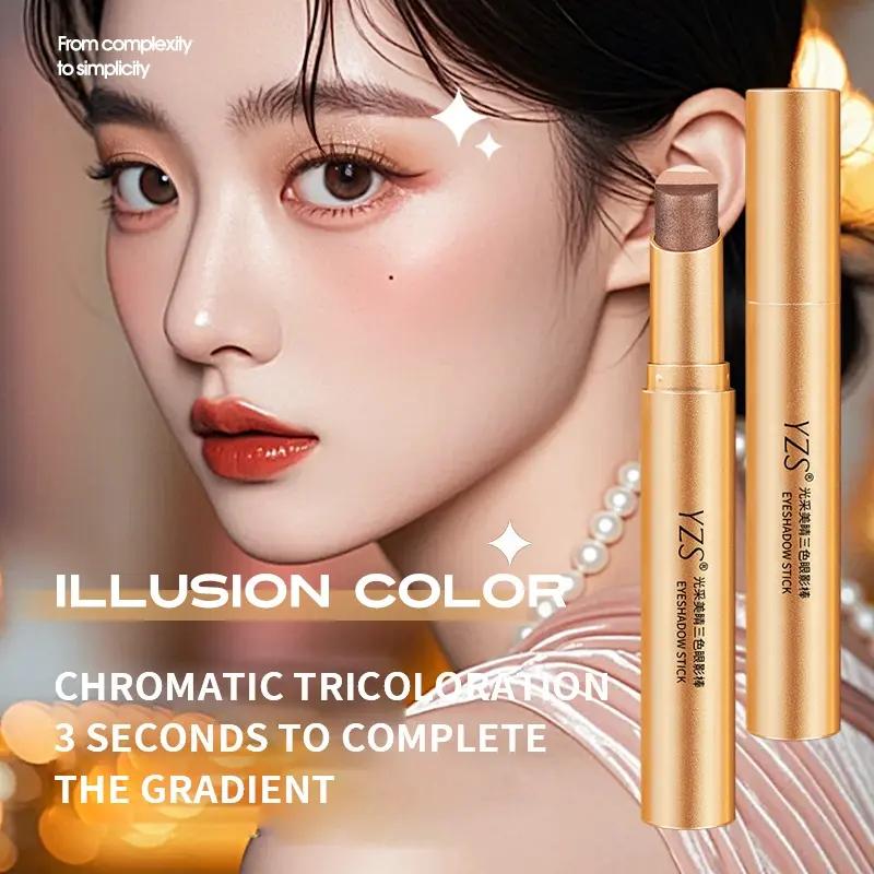 3-in-1 Beginner-Friendly Eyeshadow Stick, Quick-Set Smudge-Resistant Formula, One-Swipe Cream Shimmer Trio Shadow, Waterproof Long-Wear Liquid Eyeliner & Color-Shift Hydrating Lip Oil Makeup Kit