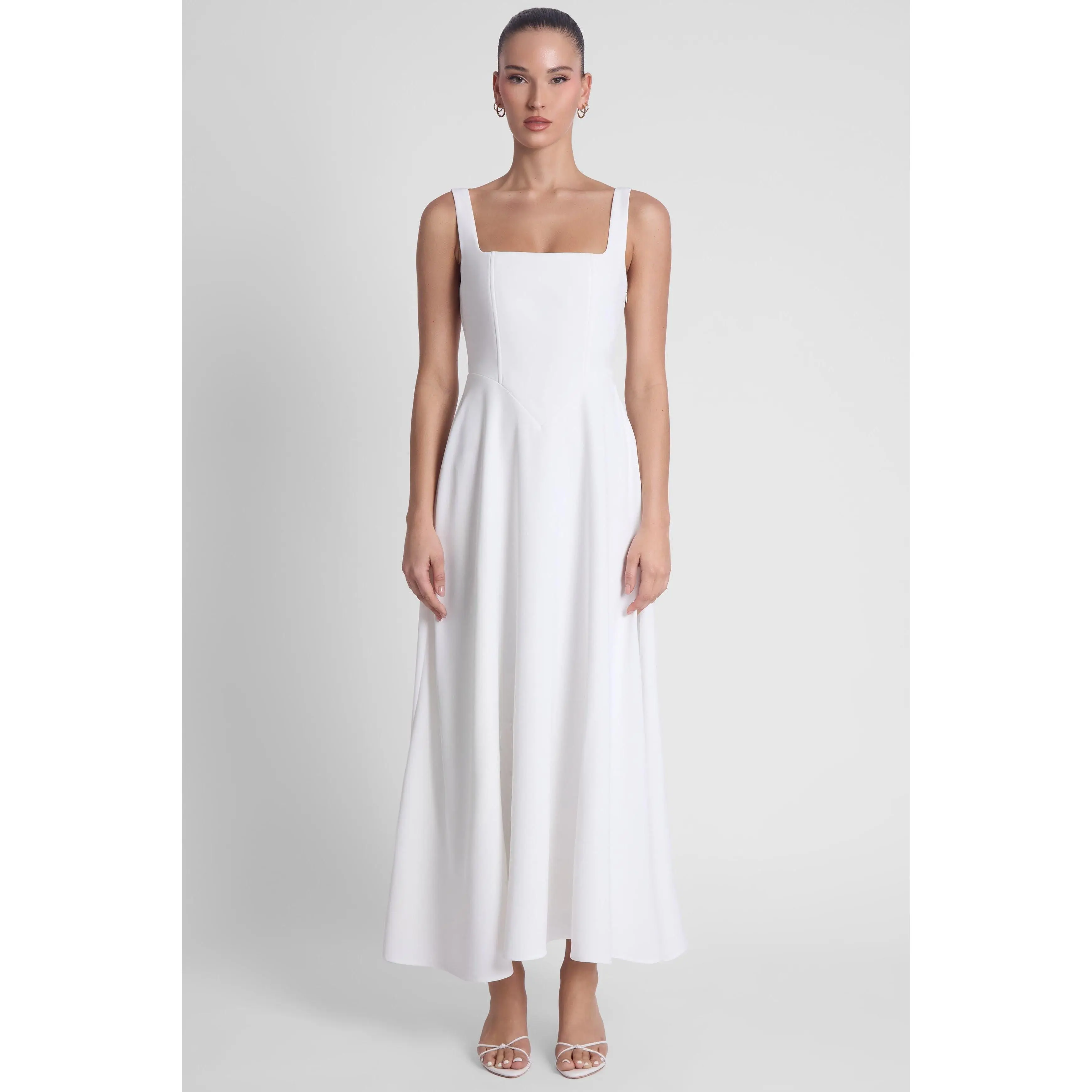 Serenity Square Neck Corset Midi Dress - White - TikTok Shop Serenity Square Neck Corset Midi Dress - White - TikTok Shop