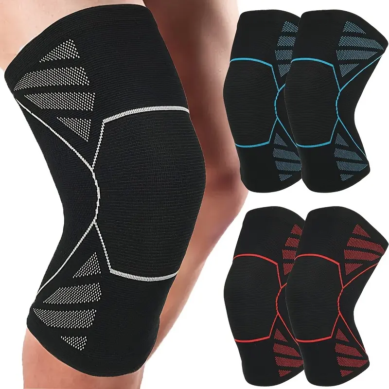 1pair Compression Knee Sleeves for Men & Women, Sports Knee Brace Support for Running, Gym, Weightlifting, Fitness Workout, Volleyball & Basketball, Breathable Elastic Knee Support Sleeve for Athletic Training, Joint Protection & Recovery