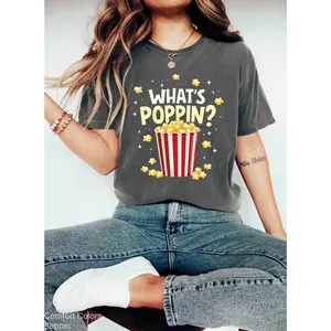 Funny Popcorn Shirt, What's Poppin, Snack Movie Night Graphic Tee