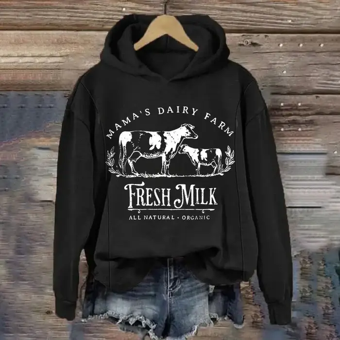 Women Causal Maternity Nursing Hoodie Mama's Dairy Farm Nursing Friendly Hoodie Hoodie