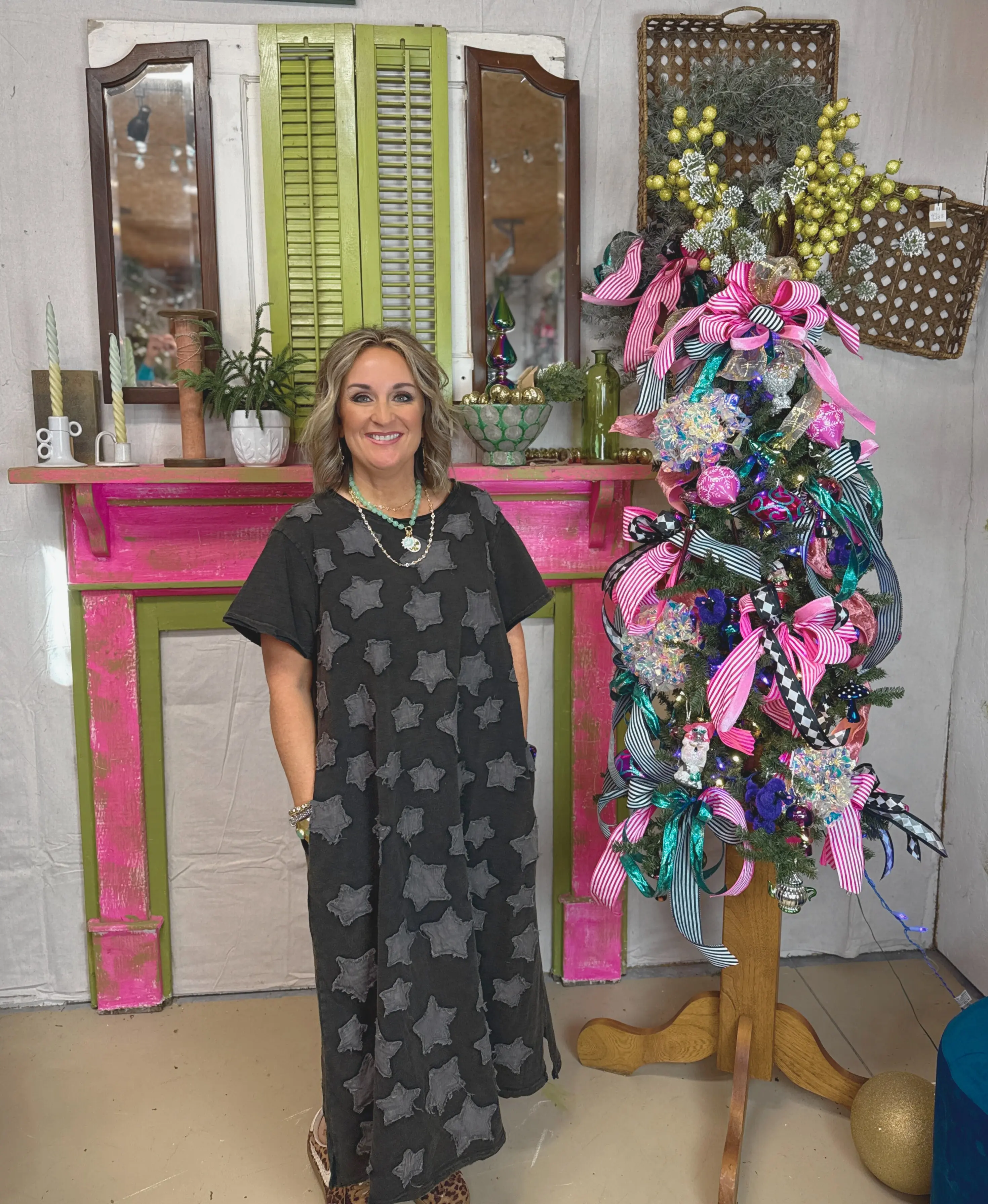Starry Night Dress – Celestial Star Print Dress with Pockets