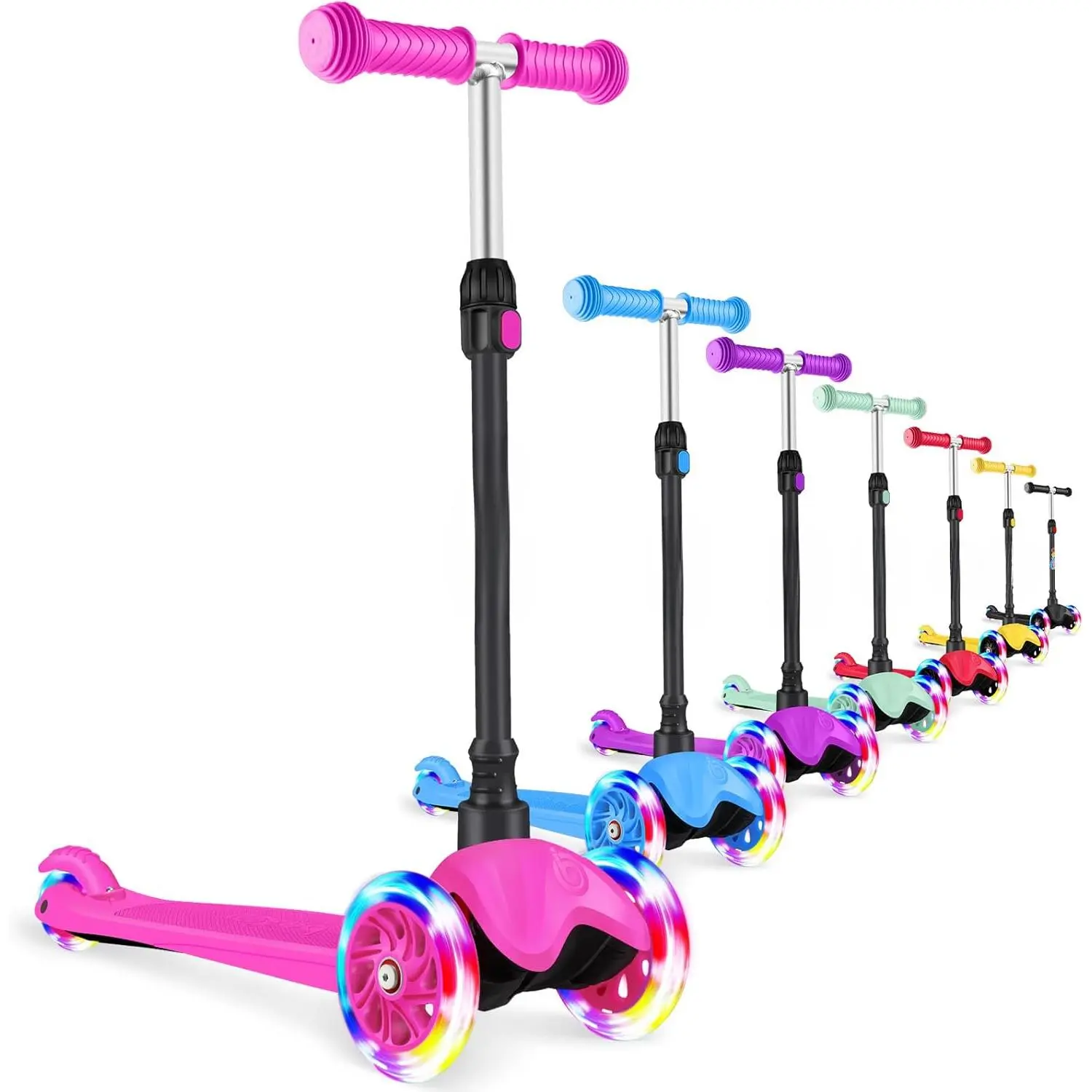 Scooter for Kids Ages 2-6, 3 Wheel Kick Scooter for Toddlers Girls Boys, Light up Wheels, Adjustable Height, Lean to Steer, Non-Slip Deck, Lightweight Push Scooter for Children