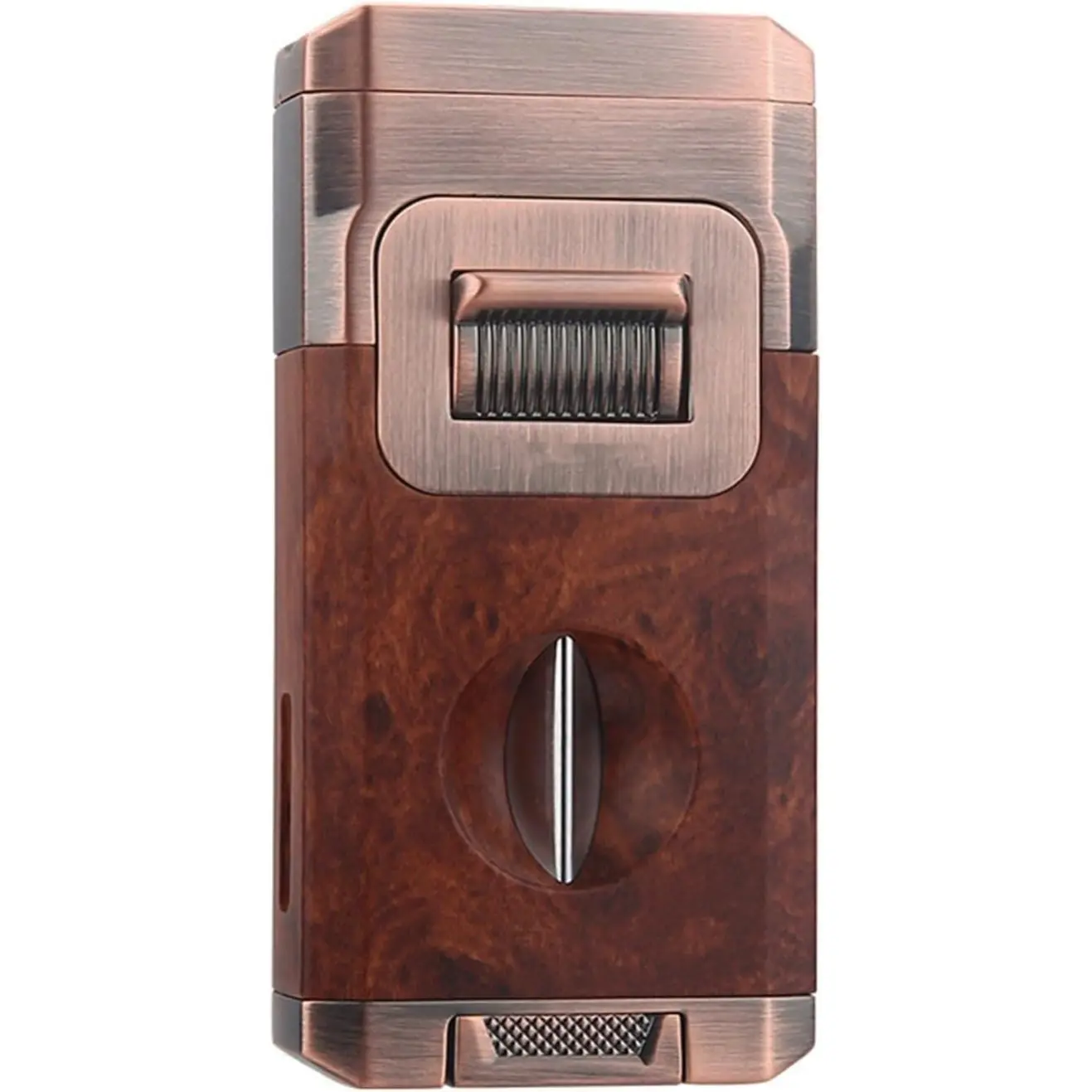 (Gas Not Included)Metal Windproof Lighter, Dual Jet Flame Butane Lighter with Transparent Visible Air Chamber, Adjustable Flame, Refillable and Reusable, Suitable for BBQ, Candles, Outdoor, Camping, Great Gift for Men