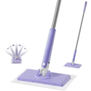 No-Wash Flat Mop with Disposable Cleaning Cloths, Hands-Free Wet & Dry Floor Cleaner for Bathroom, Kitchen Multi-Surface Cleaning (Tile, Hardwood)