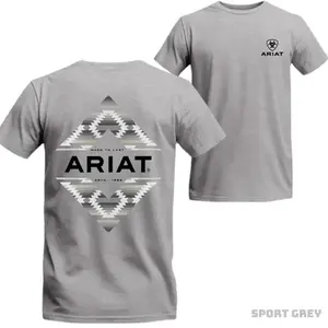 ARIAT Sport Grey Graphic Tee Unisex Classic Black T-Shirt with Bold Western Tribal Print Premium Soft Cotton Fit