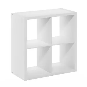 CUBICLE Bookcase, 4-Cube Bookshelf, Extra Thick Frame Reversible Bookcase with Open Back, 14.6 x 30 x 30, for Living Room Bedroom Home Office, White