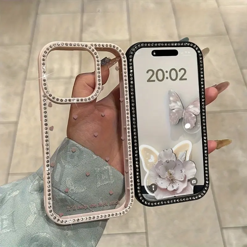 Sweet and romantic heart pattern, adorned with diamonds, featuring a durable yet flexible hard back panel with multiple layers of protection. Compatible with iPhone 17, 16, 15, 14, 13, 12, 11 series models. Makes a perfect gift for friends or family.