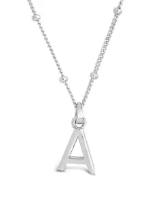 Sterling Silver Initial Necklace with Beaded Chain