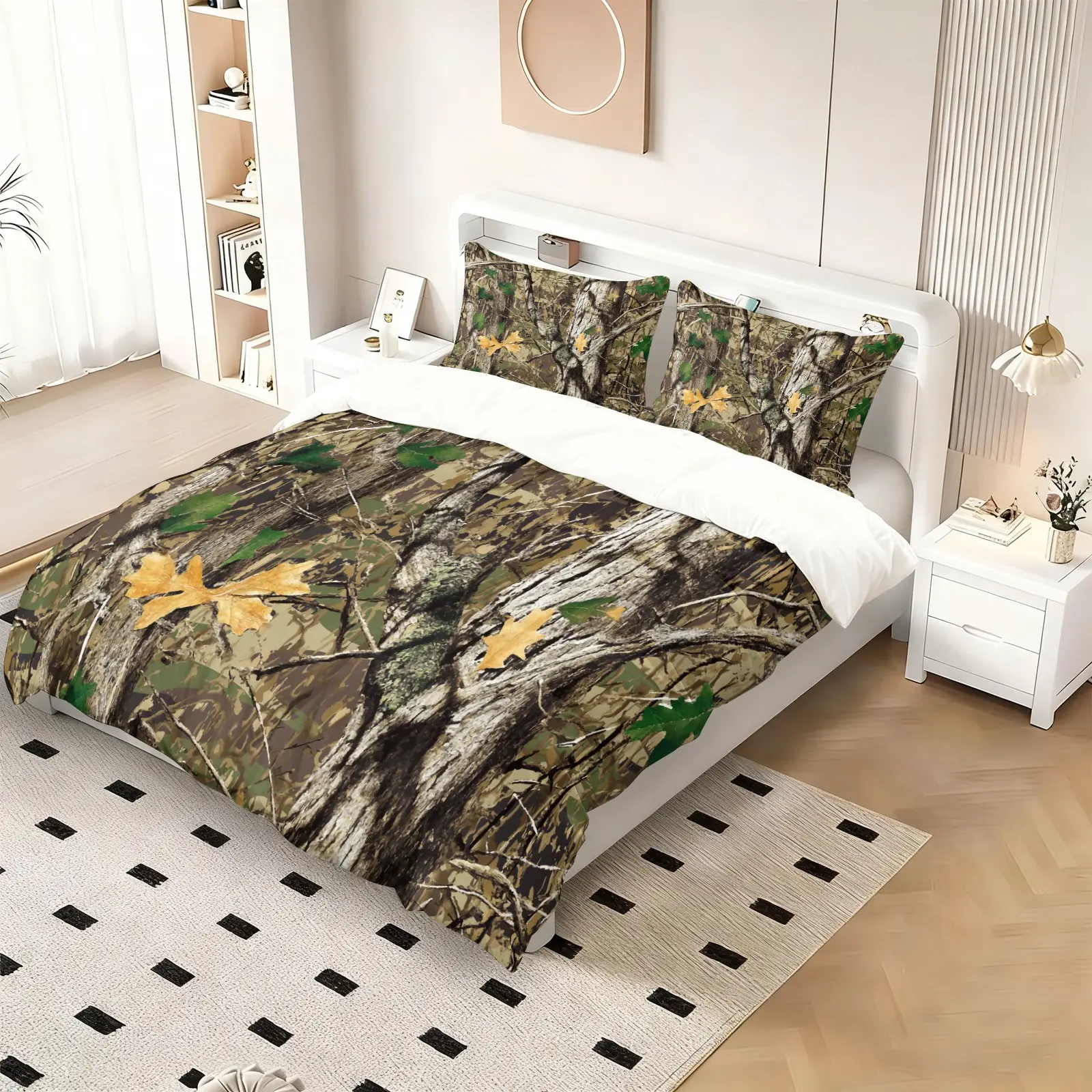 2/3pcs Camo Duvet Cover Set No Filler, Woodland Hunting Camouflage Bedding Set, Rustic Tree Leaf Print Comforter Cover, Soft Microfiber Bedroom Decor for Men Boys Hunting Cabin, Decorative Bedding Set