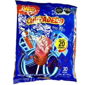CHUPADEDO VERO - PALETAS DE CARAMELO SABOR MENTA-EUCALIPTO - 30 PIEZAS DE 20 GRAMOS CADA PALETA - PRODUCTO DE MEXICO