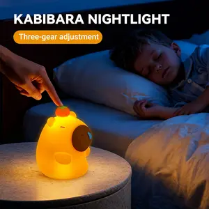 Cute Capybara Kawaii Aesthetic with 3-Level Dimmable Soft Silicone Touch Sensor 3D LED night light for Bedroom Nursery Kids and Adults - Perfect Birthday & Holiday Gift outdoorfun