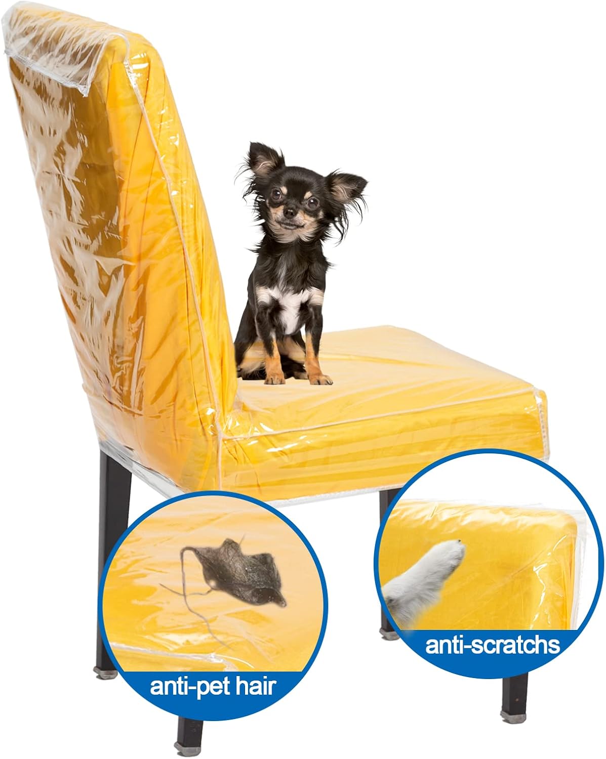 21x20 Inch Plastic Dining Chair Cover, Protector Seat Chair Free from Cat and Dog Scratches, Stains, Easy Clean Clear Vinyl Protectors (6 Pack)