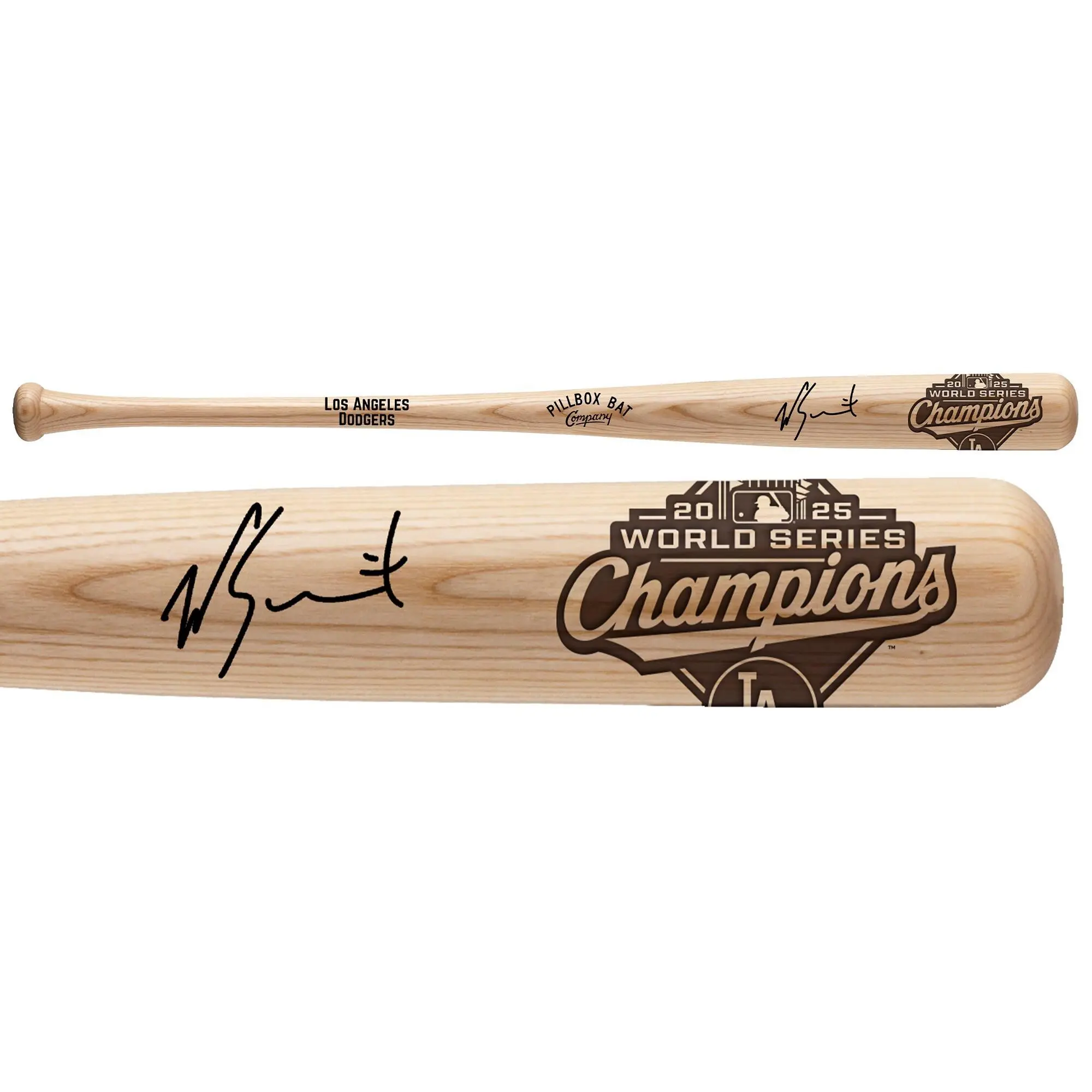 Will Smith Dodgers Signed 2025 MLB World Series Champs Pillbox Bat Company Bat