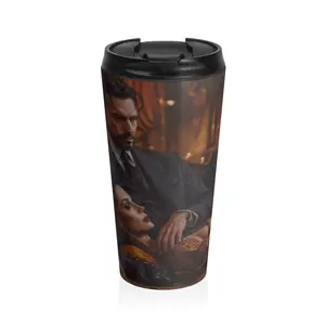 Victorian Couple Portrait Travel Mug | Romantic Vintage Illustration, Stainless Steel