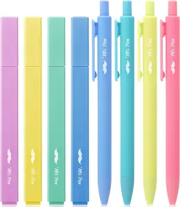 Aesthetic Highlighters and Gel Pens, 8 Pack, Assorted Color Bible Highlighters Black Ink Bible Pens