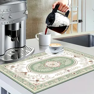 1 pc Floral Patterned Coffee Pad - Quick-Drying, Multifunctional Kitchen and Home Mat, Perfect for Espresso Machines and Valentine's Day Decoration, Coffee Bar Accessories
