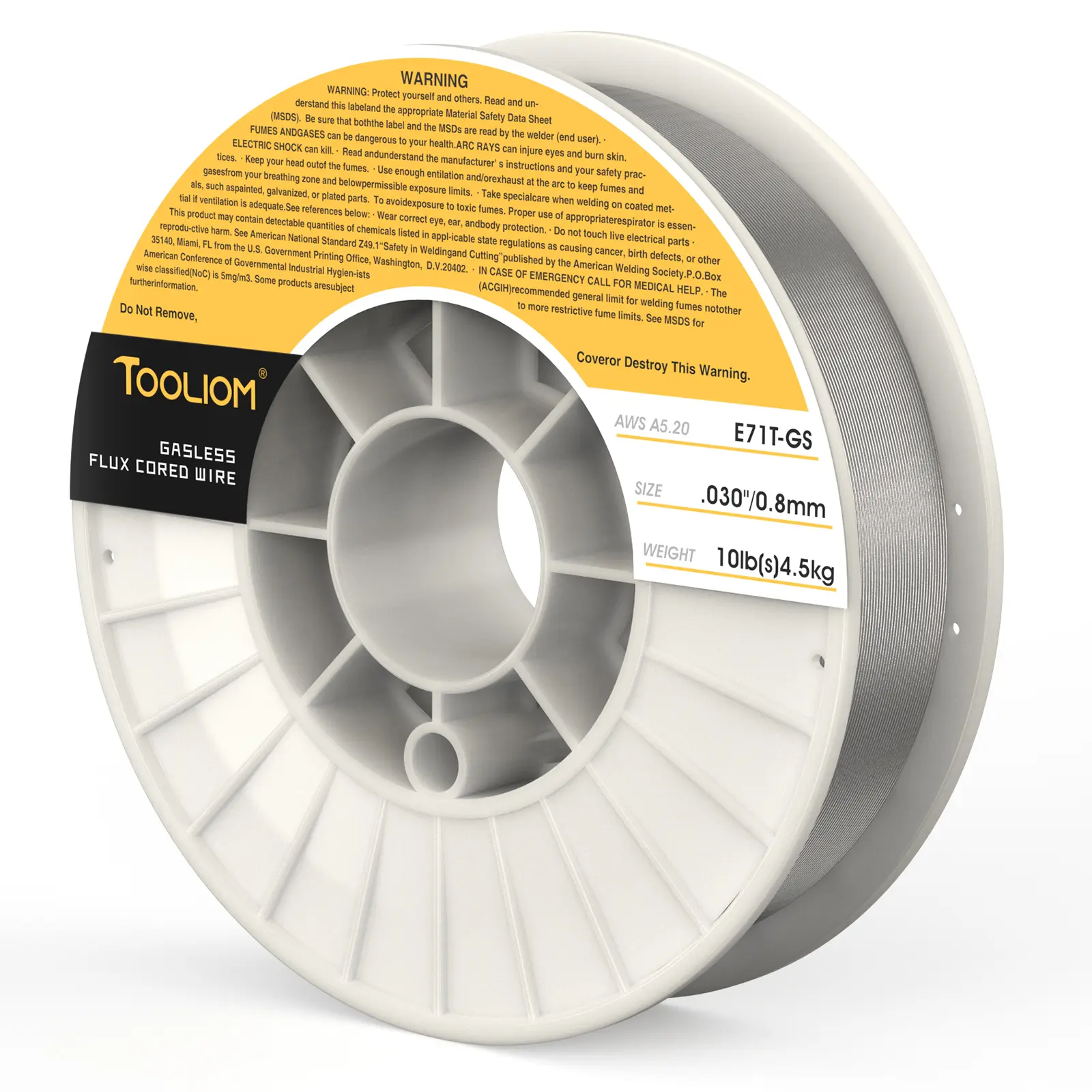 TOOLIOM E71T-GS Flux Core Welding Wire - .030"/.035" Gasless MIG Wire on 10LB Spool, Self-Shielded Carbon Steel Wire for Industrial Heavy Duty Welding