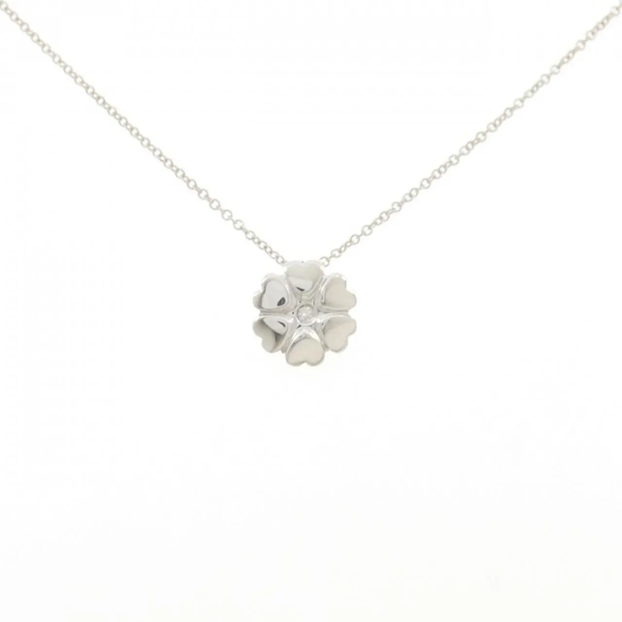 Pre-owned Tiffany & Co. Sterling Silver 925 (Ag925) Small Leather Goods Tiffany Crown of Heart 925 Silver Diamond Necklace