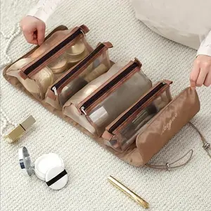 Portable Makeup Bag Organizer, Large Capacity Cosmetic Storage Pouch, Waterproof Foldable Design, Easy Access Travel Essentials, Travel Cosmetic Bags