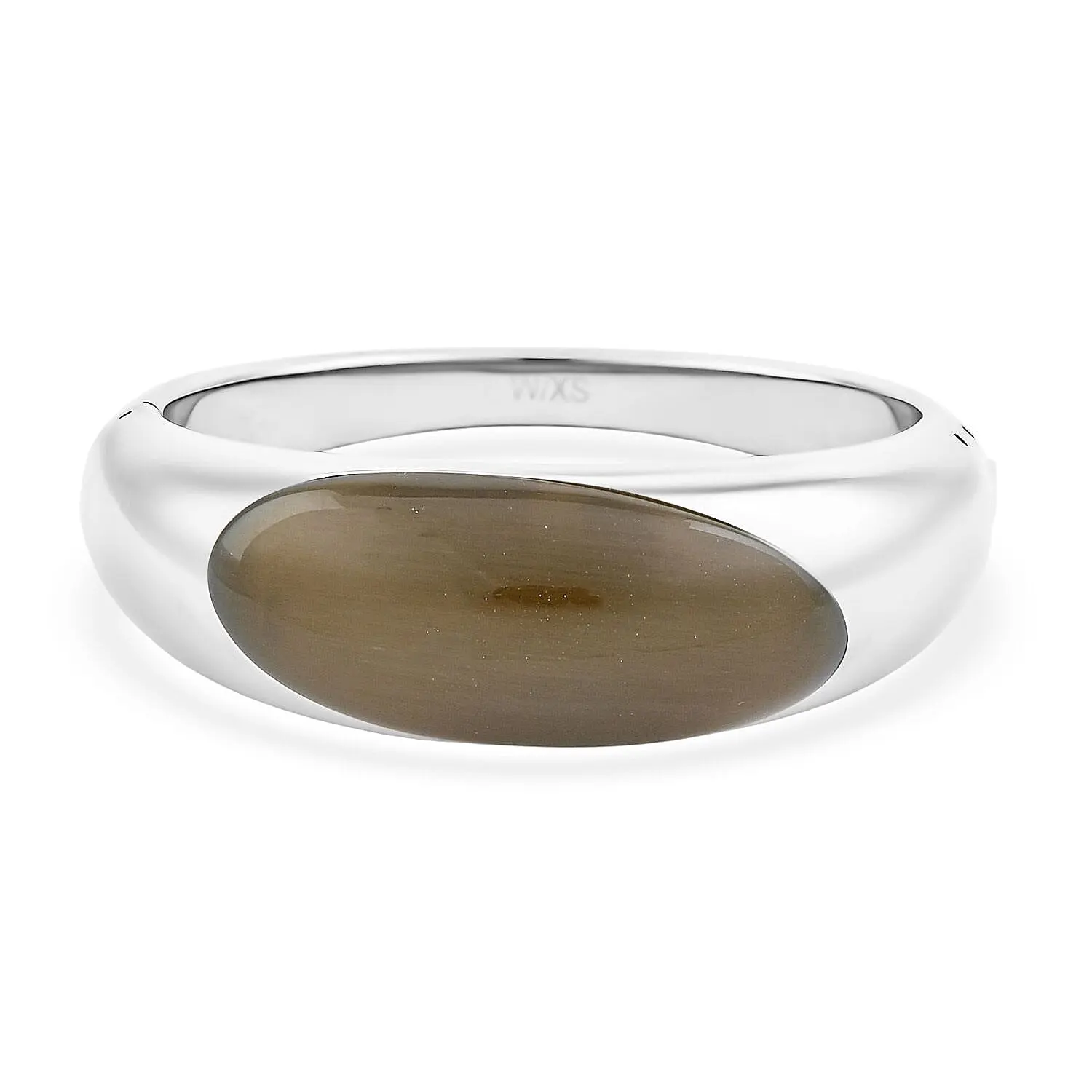 Agate Ellipse Bangle Bracelet in Stainless Steel