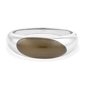 Agate Ellipse Bangle Bracelet in Stainless Steel