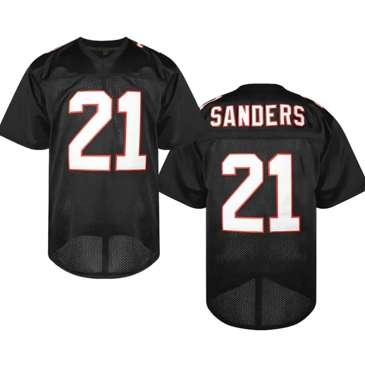 Men's Black Football jersey #21, Sanders retro jersey, V-neck, polyester, quick-drying and breathable, suitable for football enthusiasts C4B