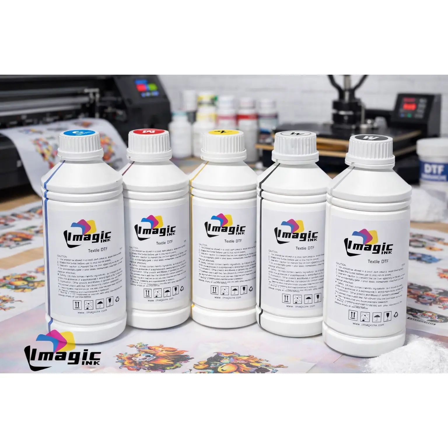 Imagic DTF Ink for DTF Textile T-shirt Printer for Epson xp600 dx5 dx6 all colors CMYK + White 1000ml Bottle 1L Bottles
