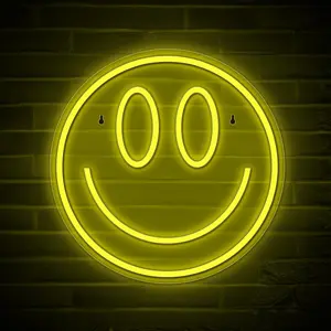 Smile Face Neon Sign - Yellow Smile LED Room Decor - Indoor Smile Face Neon Sign - USB Powered Neon Sign for Gaming Setup, Bedroom,Wall Decoration - High Quality Smile Neon Sign for Gamers and Streamers