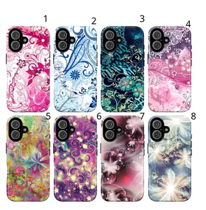 Abstract Floral Art Phone Case – Colorful Swirl Flower Aesthetic Cover with Vintage Pattern Design for iPhone 17 16 15 14 13 12 11 Pro Max Air