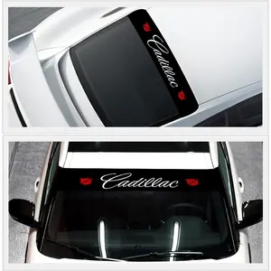 Cadillac Car Windshield Sunshade Sticker, Large Size Front Window Decoration Strip, UV Protection Sun Block Film, Custom Car Decal