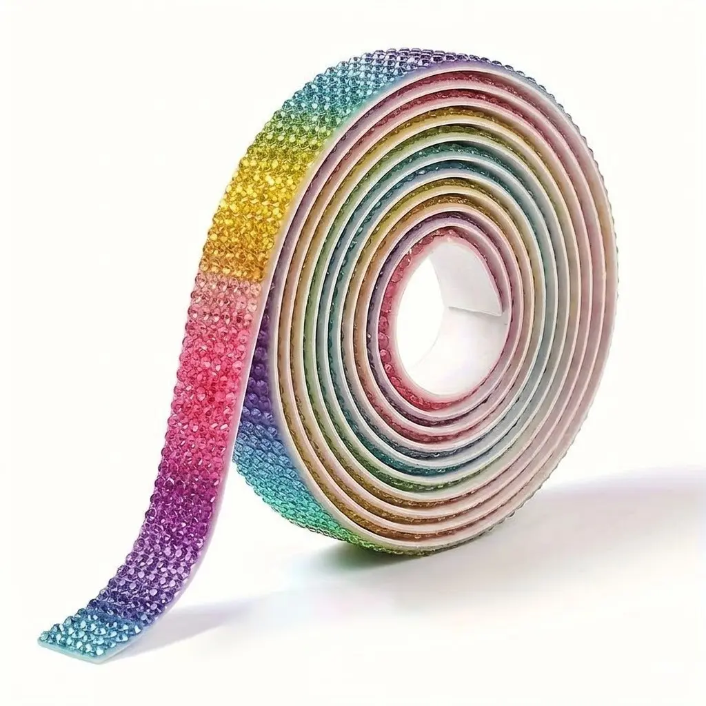 1 Roll Self-Adhesive Rhinestone Strip – 1 yard sparkling Glitter crystal sticker tape for DIY crafts and decoration Flower Rhinestone. Perfect for bracelets, earrings, phone décor, wedding parties, gift wrapping and car embellishment projects.