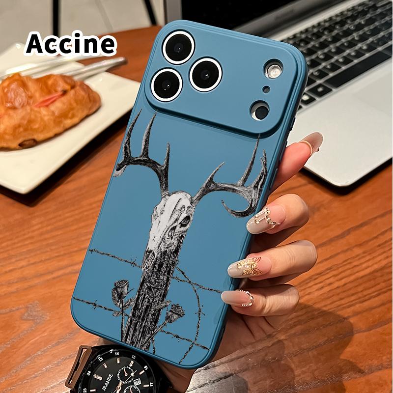 Skull, Roses, Barbed - Wire Pattern Straight Edge Phone Case Soft Phone Case for iPhone 17 16 Pro Max 15 Plus 14 13 12 11 Air XR E XS Plus Shockproof Drop Protection Rugged Durable Silicone Cover