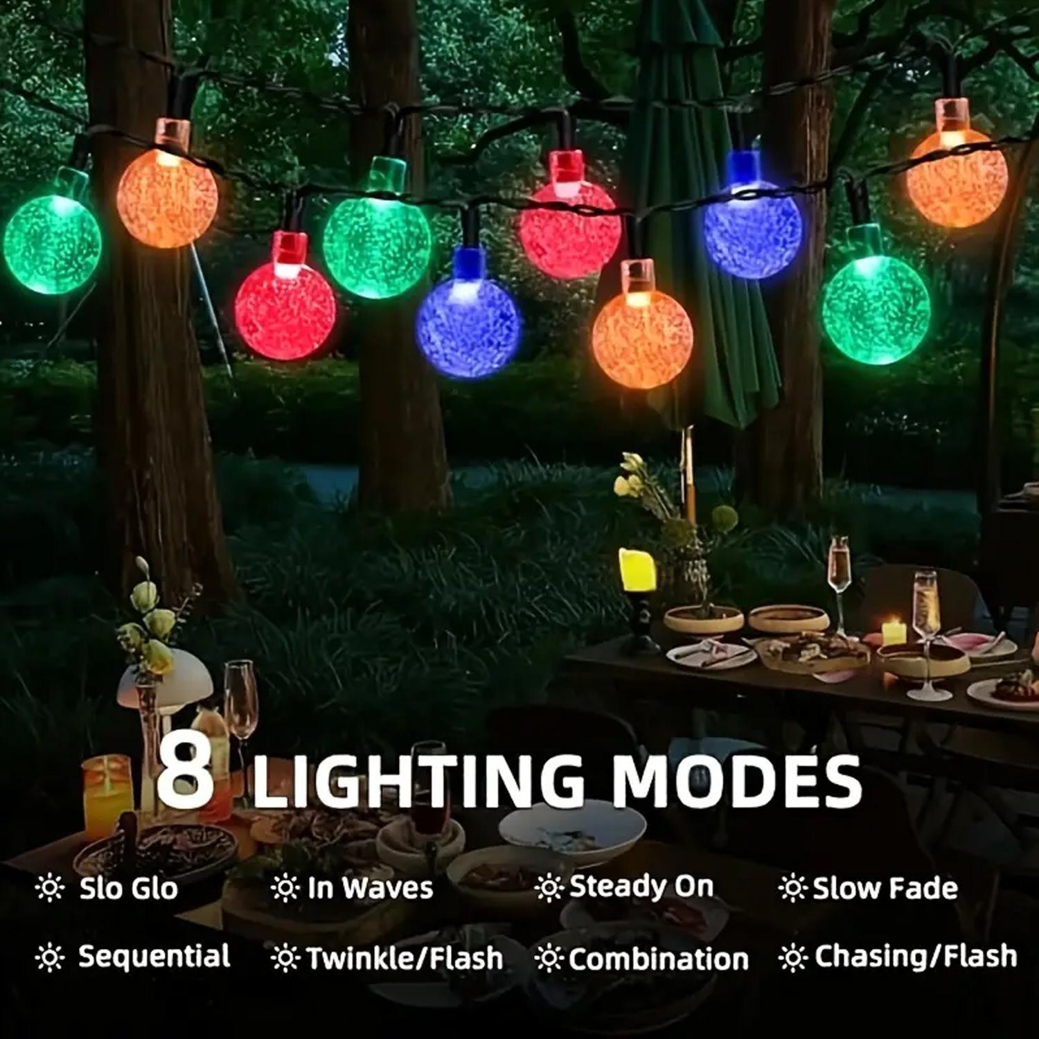 100/200 Leds Solar String Lights Outdoor Waterproof, Solar Powered Globe Patio Lights with 8 Lighting Modes for Garden Yard Porch Wedding Party Decor RV(Multicolor）