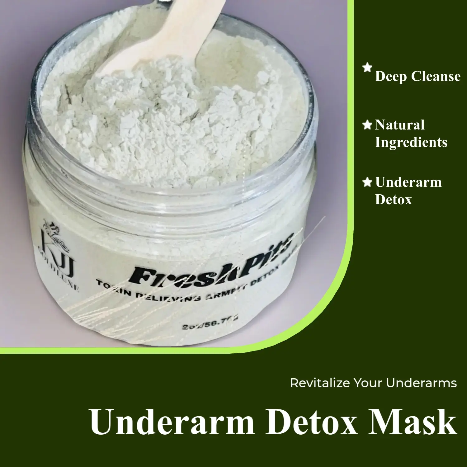 FreshPits Detox Mask for Underarm with Aloe Vera Bentonite Clay & French Green Clay for Deep Cleanse and Rejuvenation