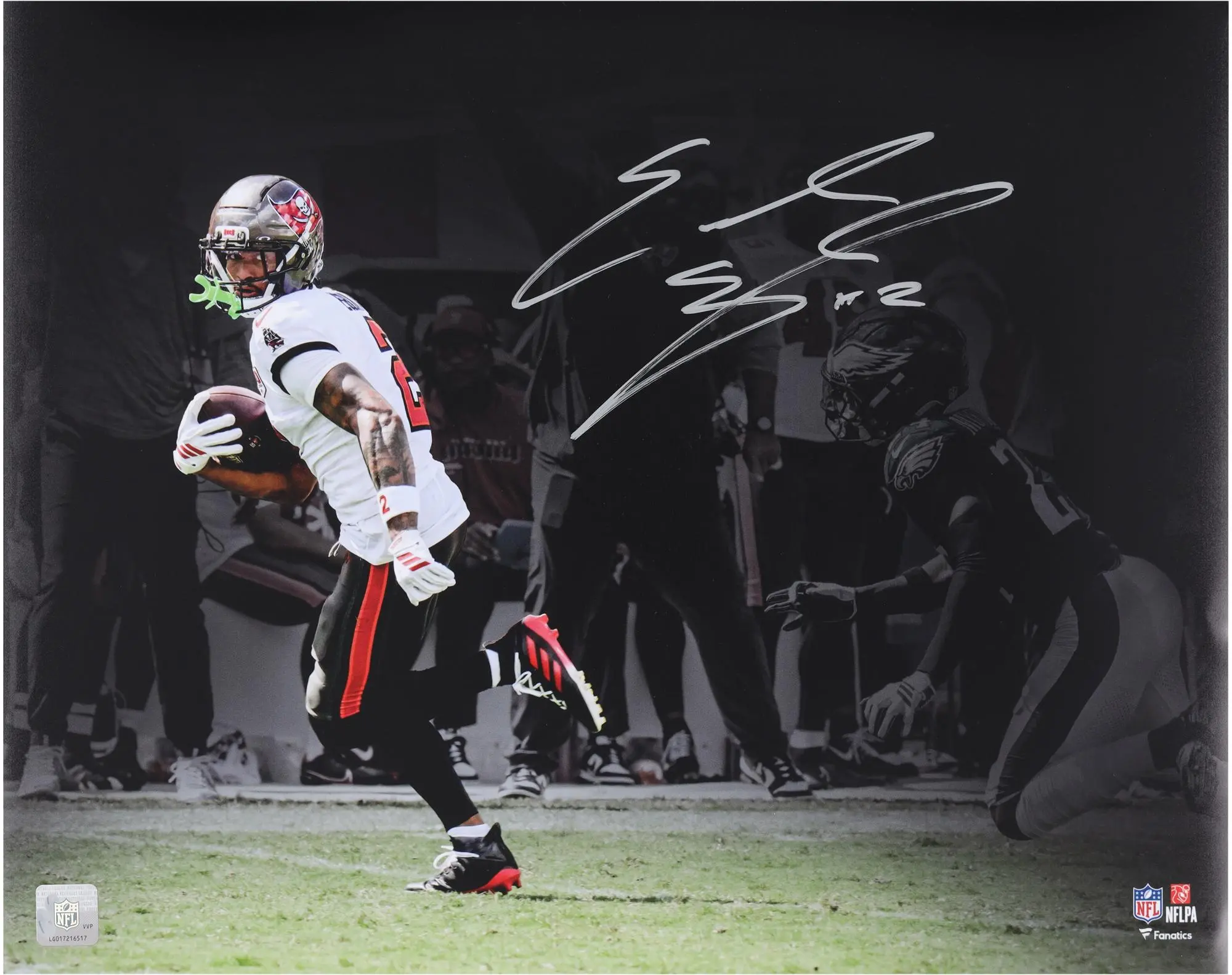 Emeka Egbuka Tampa Bay Buccaneers Autographed "16 x 20" White Jersey Running Touchdown Photograph - Fanatics Authentic Certified