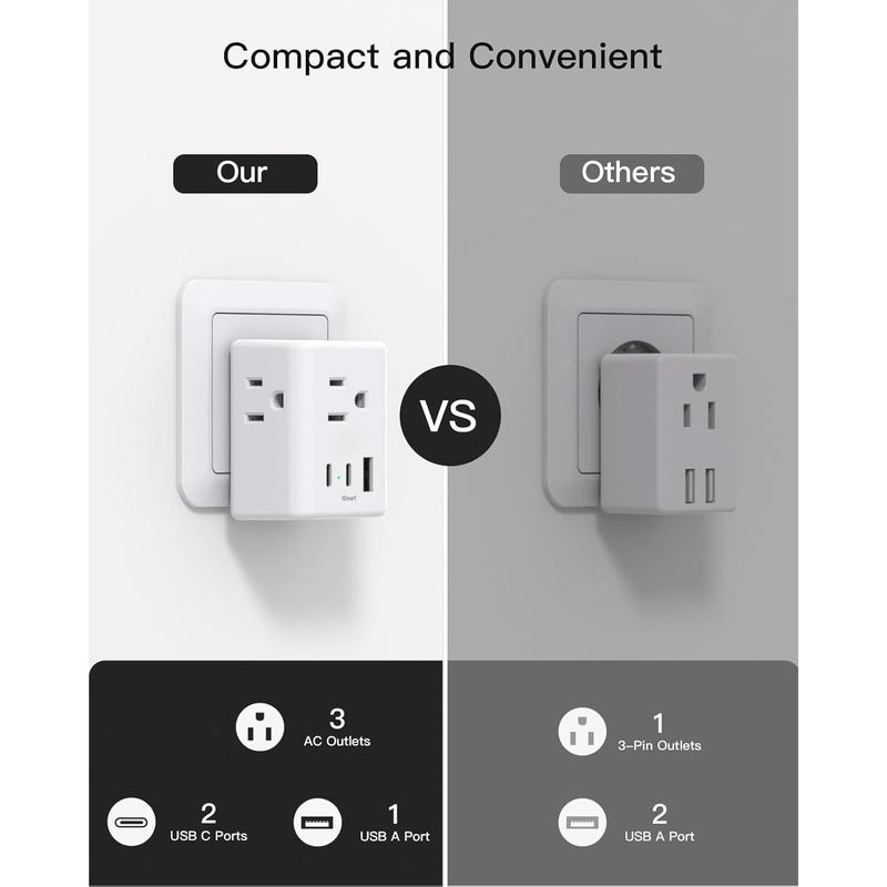 2 Pack European Travel Plug Adapter, Mifaso International Power Plug Adapter with 3 Outlets 3 USB Charging Ports(2 USB C), Type C Plug Adapter Europe Travel Essentials to Spain Italy France
