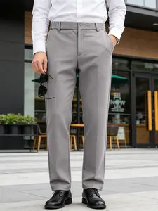 Men's Fashion Casual Spring & Fall Classic British Gentleman Slim Fit Heavyweight Wool Blend Straight Leg Business Pants